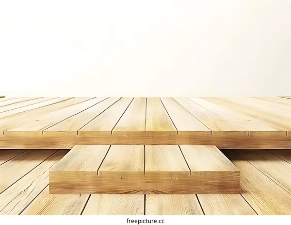 Wooden Platform with White Background