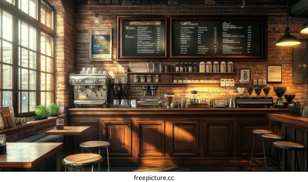 Vintage Cafe Interior Design Illustration