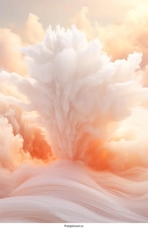 An illustration of a large explosion with a mushroom cloud