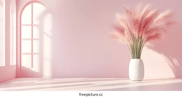 Pink Room with Vase and Pampas Grass