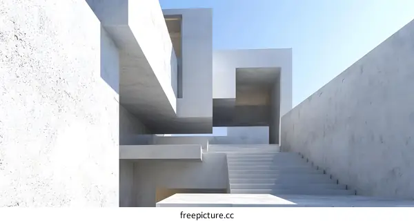 Minimalist Modern Architecture Concrete Building Exterior Stairs