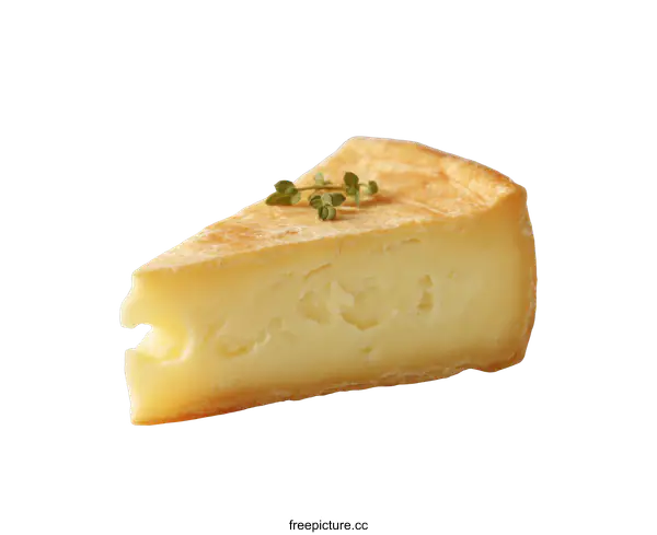 [Transparent Background PNG]Close Up Slice of Cheese with Herbs