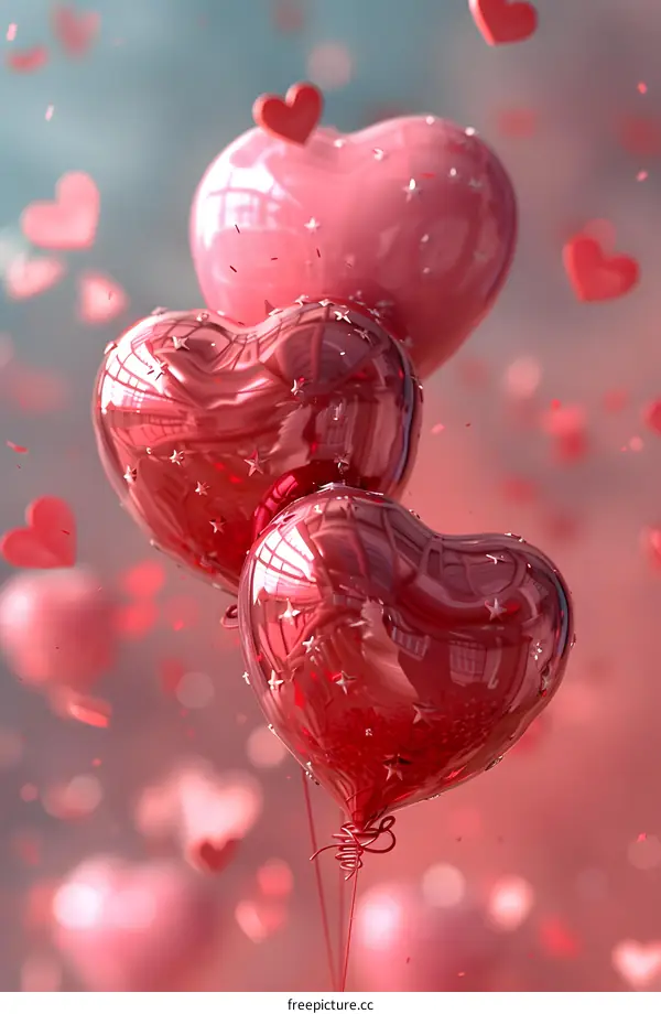 Pink heart-shaped balloons