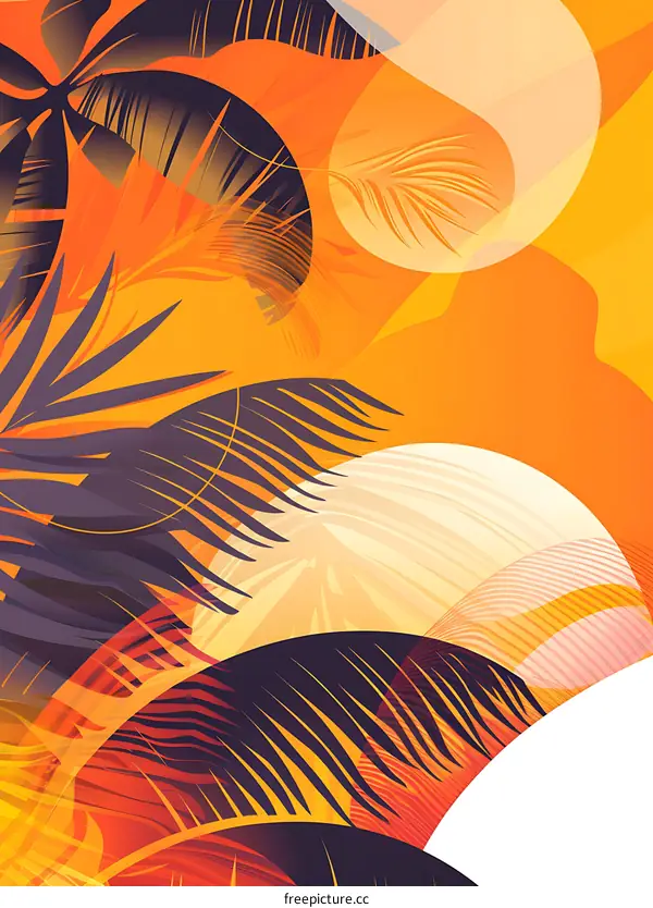 Tropical Palm Leaves Abstract Background Illustration