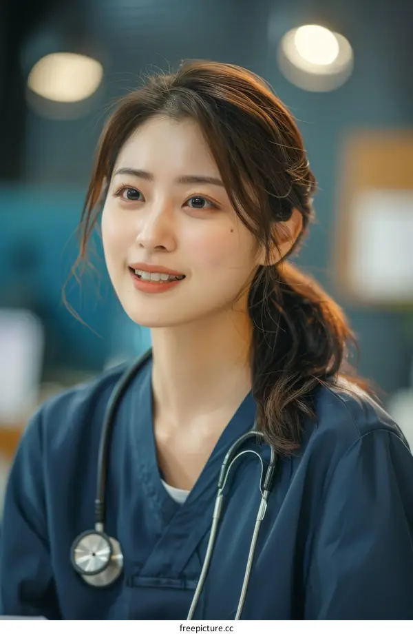 Portrait of a young Asian female doctor smiling