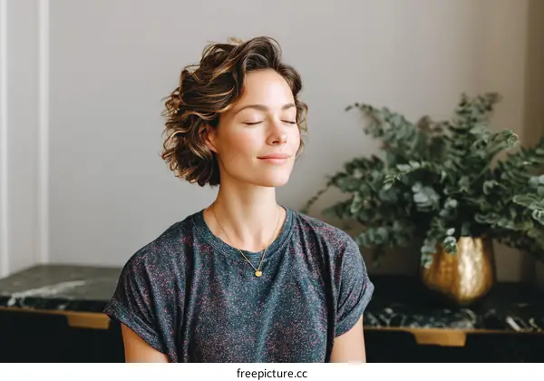 Peaceful Moment of Relaxation for a Woman