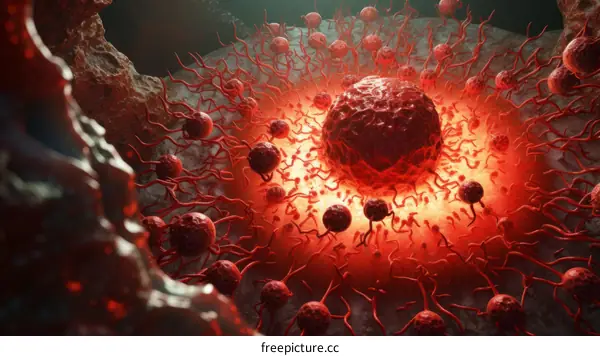 Cancer cells dividing and multiplying