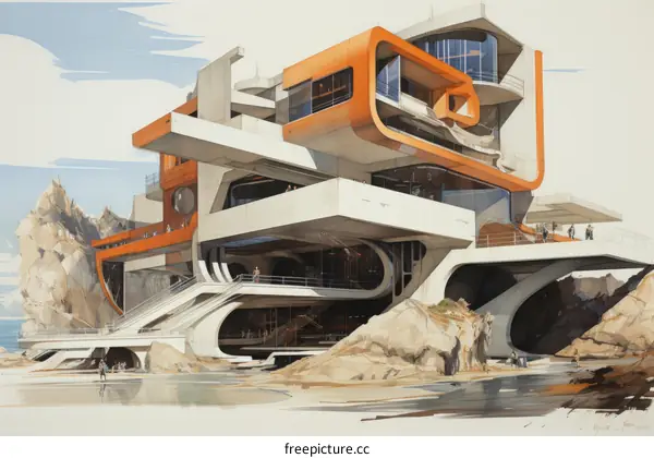 futuristic architecture near the sea