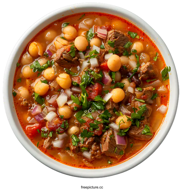 [Transparent Background PNG]Spicy Beef and Chickpea Soup