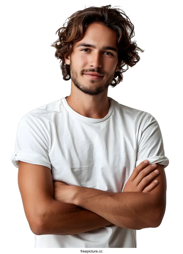 [Transparent Background PNG]portrait of a young man with curly hair