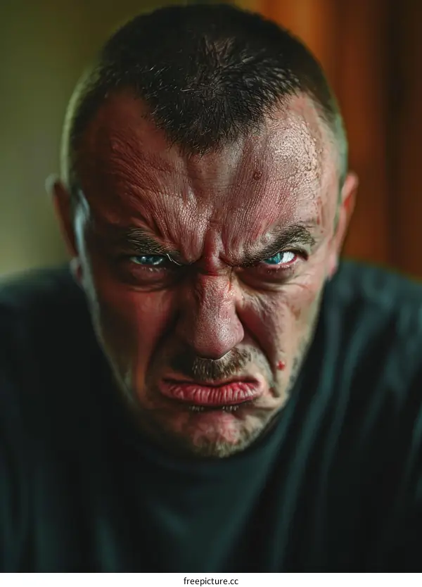 Close-up Portrait of an Angry Man