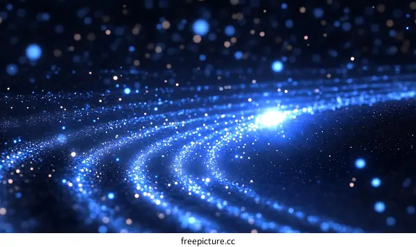 Abstract Blue Light Particles Illustration