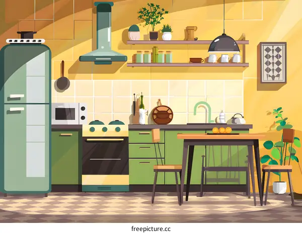 Modern Kitchen Interior Design Illustration