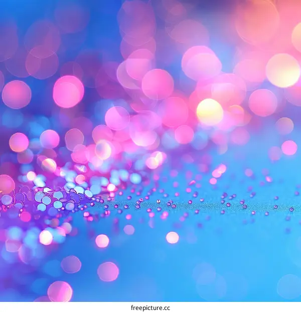 Pink and blue glitter backdrop with blurred lights