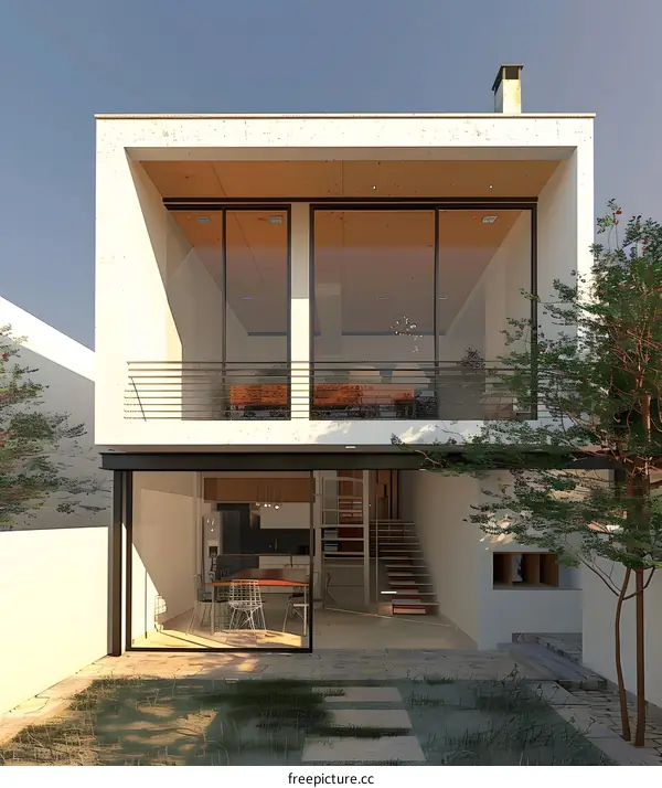Modern Minimalist Two Story House Design With Patio