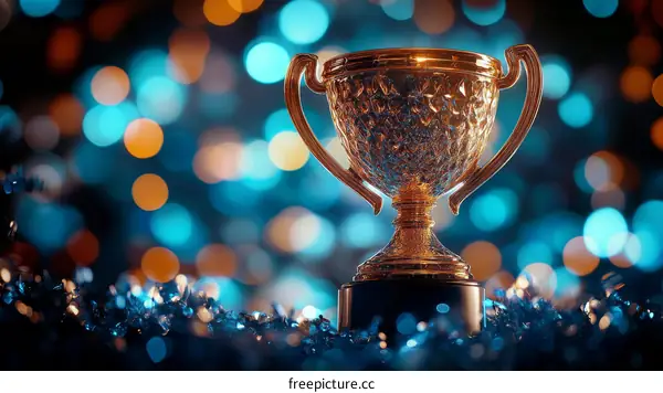 Golden Trophy in Bokeh Background