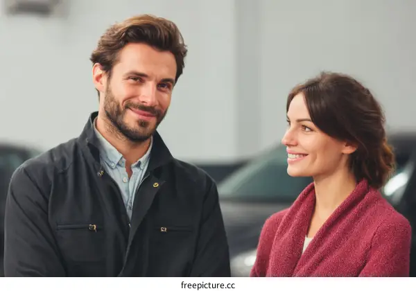 Friendly Car Dealership Couple