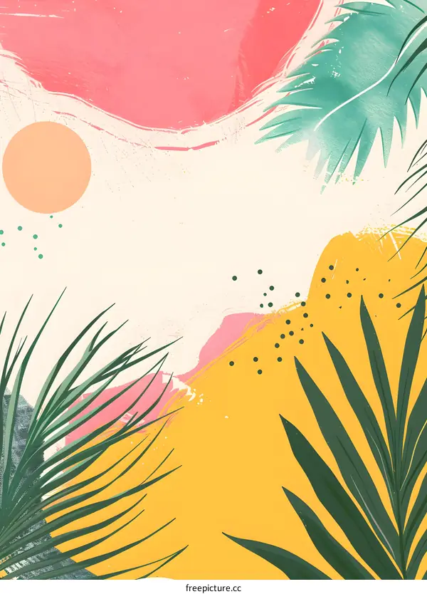 Tropical Leaves Abstract Watercolor Painting