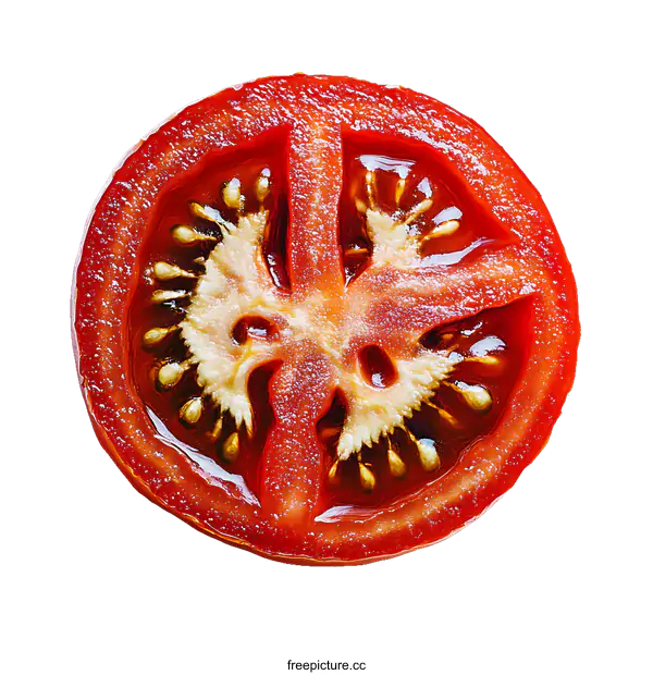 [Transparent Background PNG]Close Up of a Tomato Slice