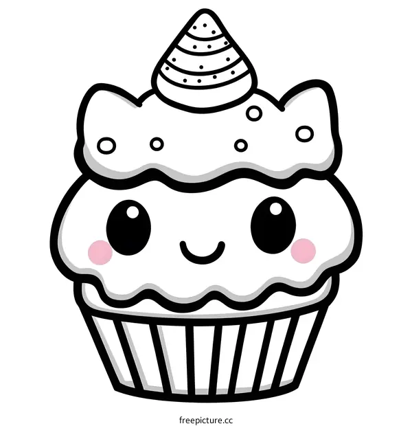 Cute Cupcake With A Smiling Face