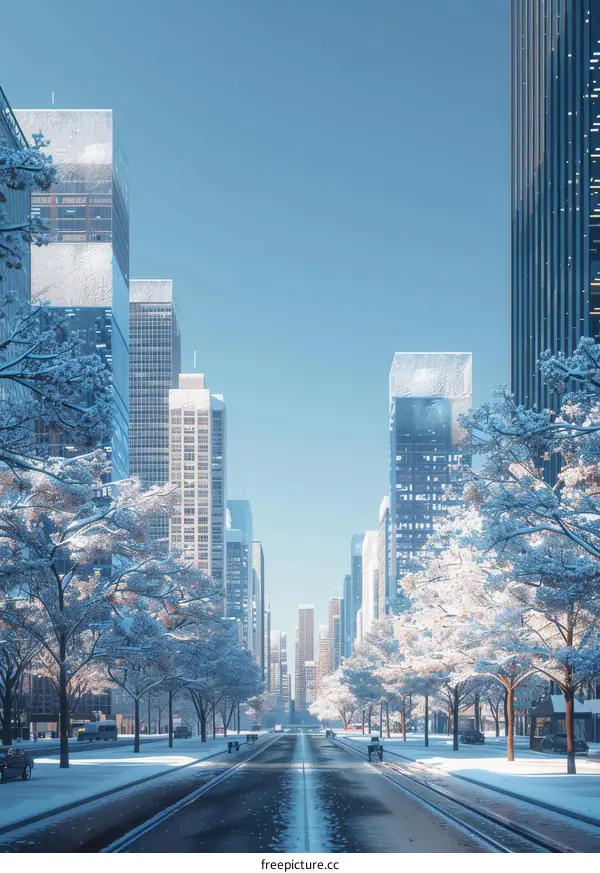 Snowy Cityscape Winter Daytime Urban