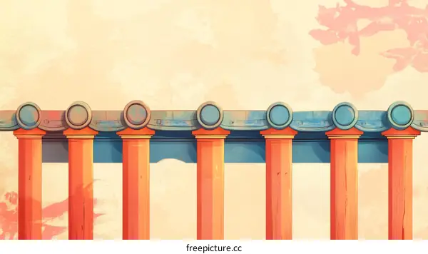 Ancient Columns Architectural Illustration