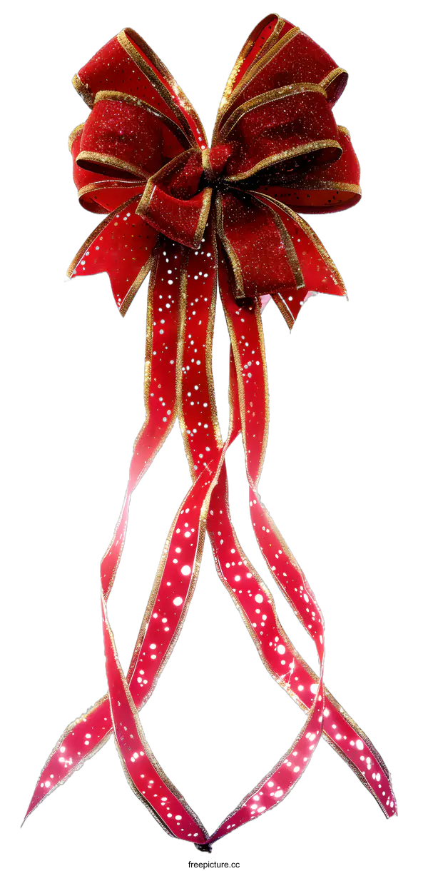 [Transparent Background PNG]Red and Gold Christmas Bow with White Background