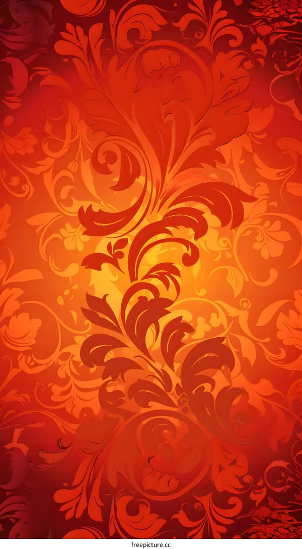 Floral Background Red Orange Design