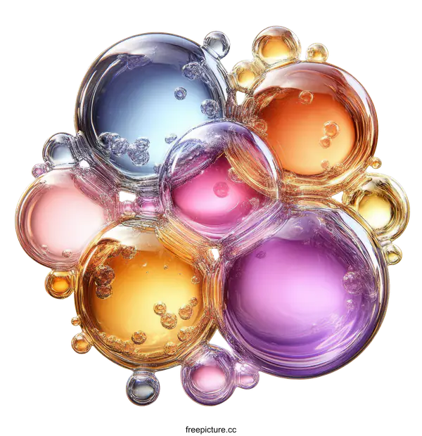 [Transparent Background PNG]Abstract Colorful Liquid Bubbles