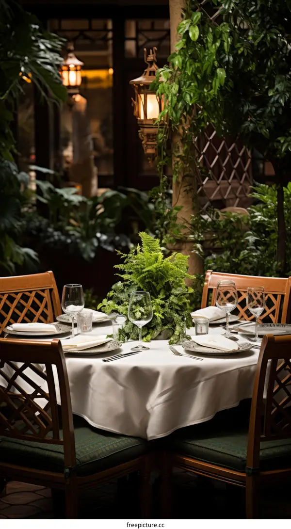 Elegant Garden Dining Table Setting