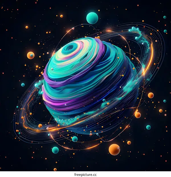 Colorful Abstract Planet in Space