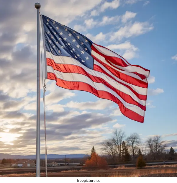 American Flag Waving Proudly