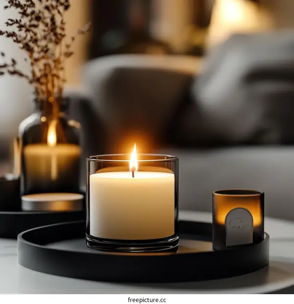 Elegant Home Candles Setting with Decorative Elements