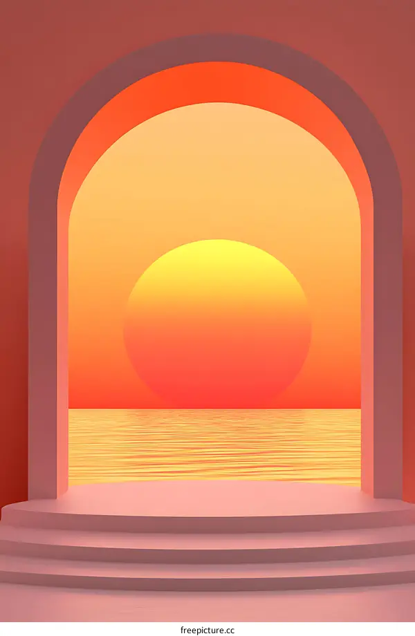 Sunset Archway With Steps