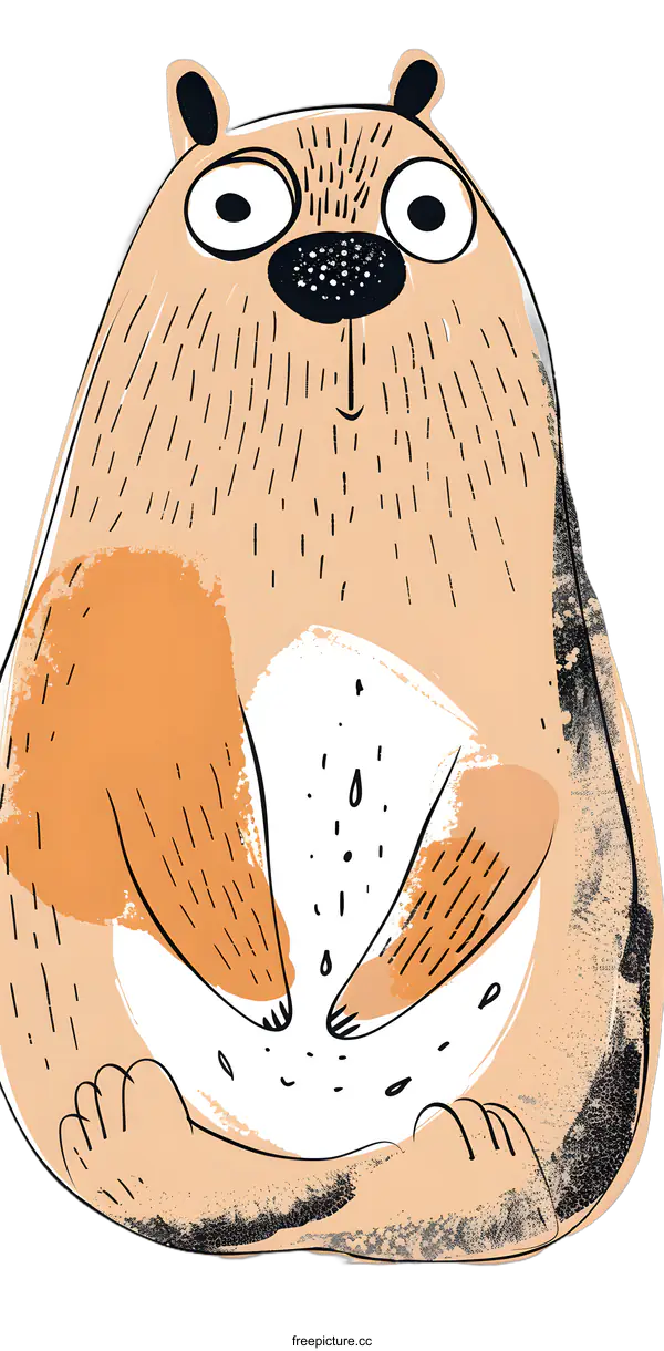 [Transparent Background PNG]Cute Cartoon Bear with Big Eyes