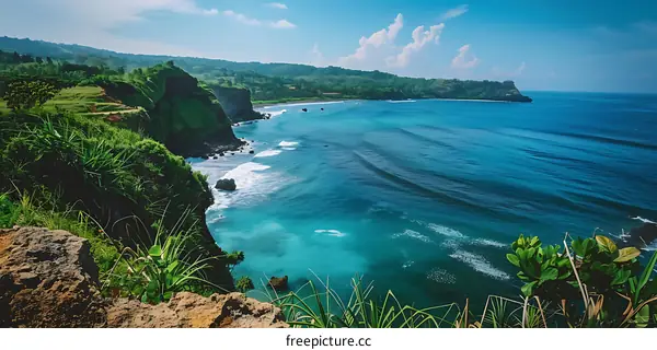 Ocean Cliffside View in Tropical Paradise