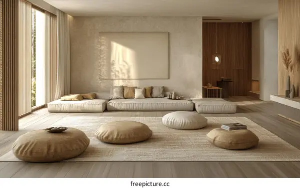 Modern Minimalist Living Room Design with Beige and Brown Tones