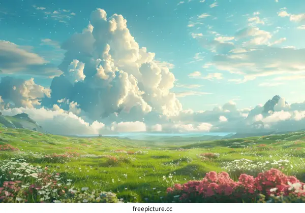 Pink Flowers in the Mountains