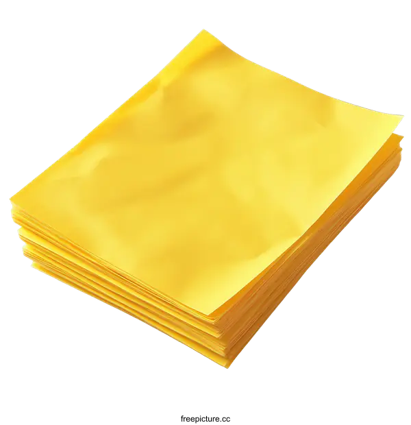 [Transparent Background PNG]Stack of Yellow Paper Sheets