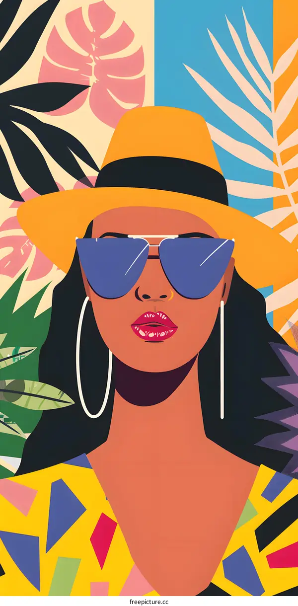 Woman Wearing Sunglasses and Summer Hat