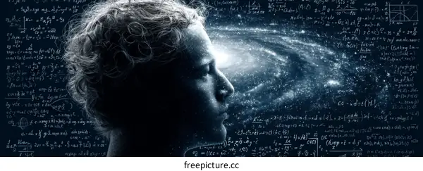 Mathematical Universe Thoughtful Woman Portrait