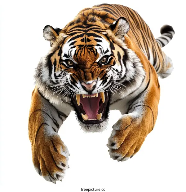 Tiger  Attacking  Powerful  Predator  Roar