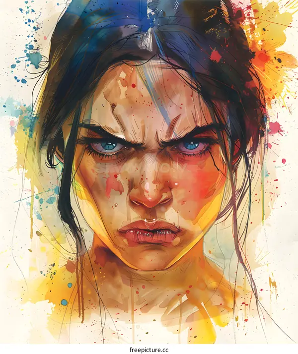 Portrait of a young woman with blue eyes