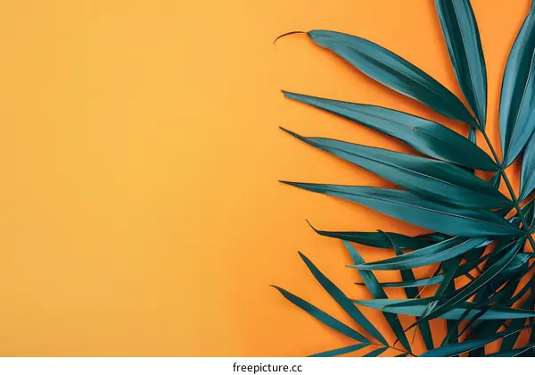 Tropical Leaves on Yellow Background