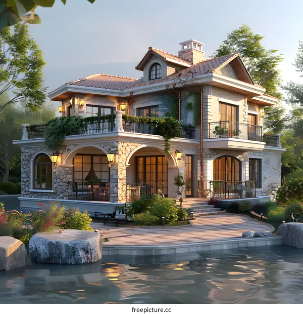European-style villa with beautiful scenery