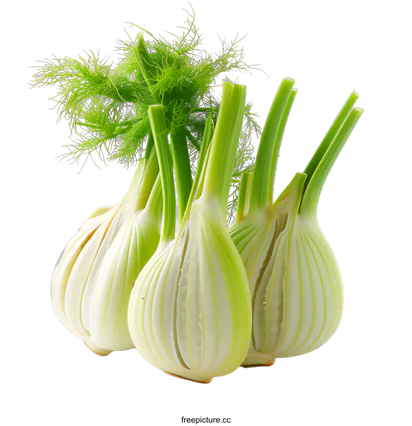 [Transparent Background PNG]Fresh Fennel Bulbs on White