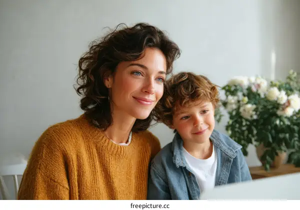 Mother and Son Connection Warm Family Moment