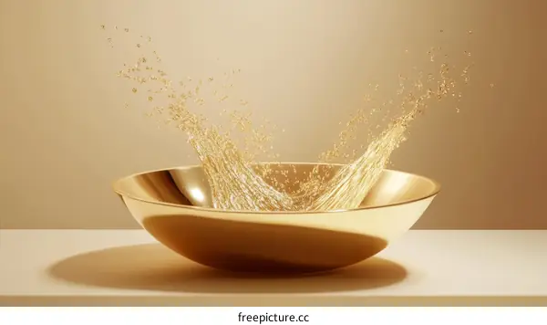 Golden Splash in a Bowl - Beauty Product Illustration