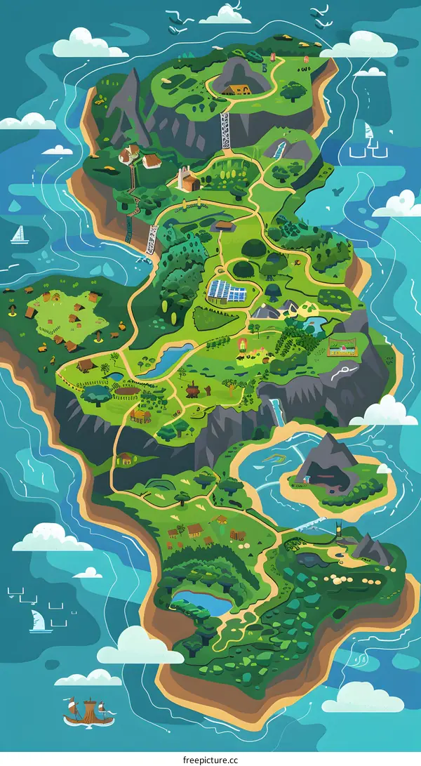 Fantasy Island Map Illustration