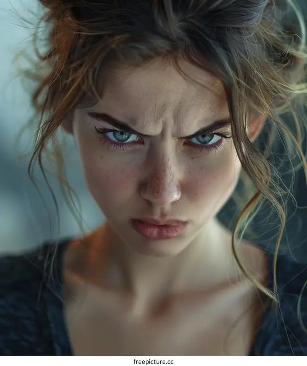 Angry Woman Close Up Portrait Illustration